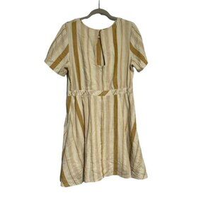 A Love Note Women's Short Sleeves Linen Striped Midi Dress Brown Size L